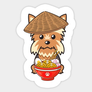 Yorkshire Terrier Eating Noodles Sticker